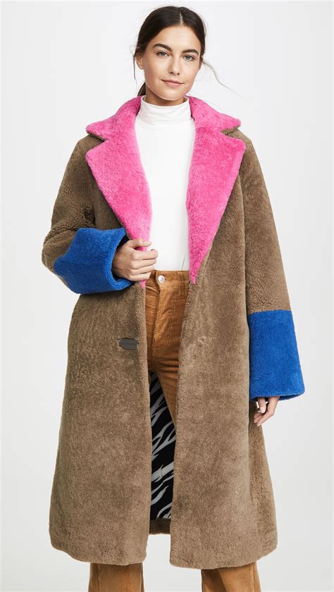 saks potts shearling coat with buckle closures shopbop shearling coat womens fashion