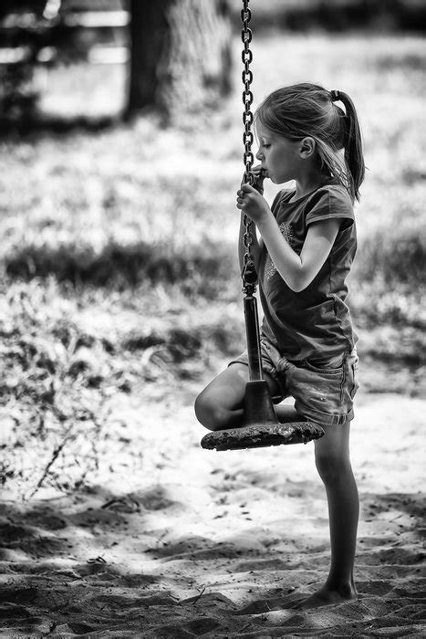 Little Girl On A Swing In Black And White Image Free Image Download