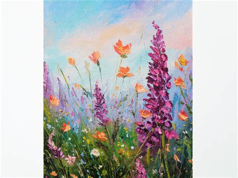 Wildflower Painting Original Art Oil Painting On Canvas Meadow Etsy