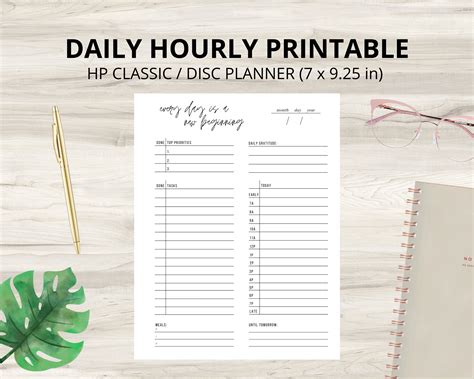 Classic Happy Planner Hourly Layout One Page Printable Etsy