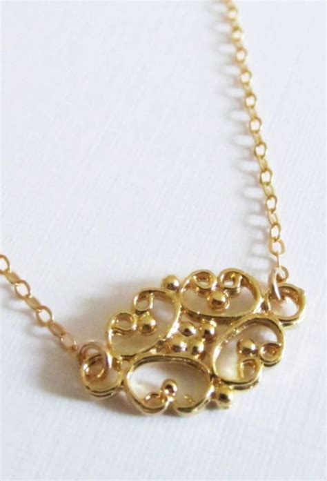 Gold Filligree Necklace 14kt Gold Filled Necklace T For Her