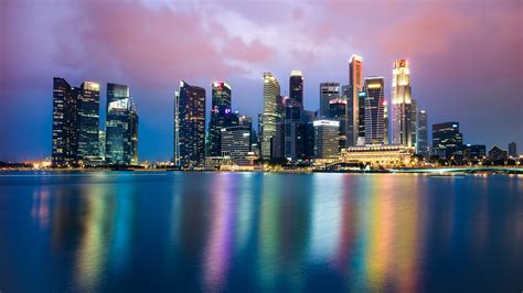 Download 3840x2160 Wallpaper Singapore Cityscape Skyline Reflections