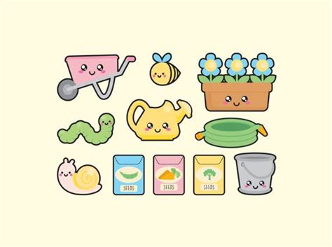 Premium Vector Clipart Kawaii Gardening Por Looklookprettypaper Kawaii