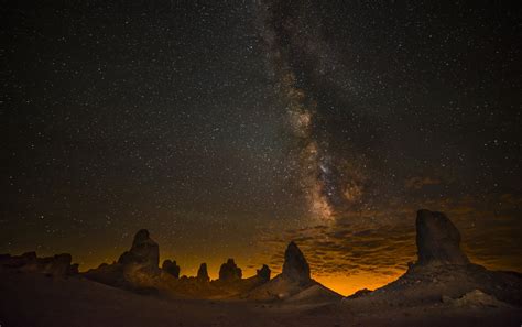 Trona California Usa Desert Rock Night Sky Star Milky Way