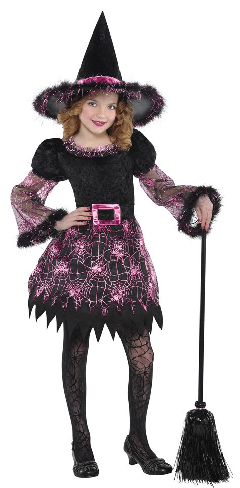 Pretty Pink Witch Hat Girls Fancy Dress Halloween Kids Witches Childs