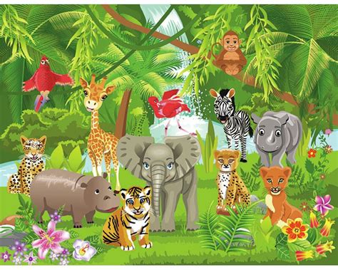 Zoomie Kids 5 Piece Friedlander Kids Jungle Animals 1845m X 50cm Semi