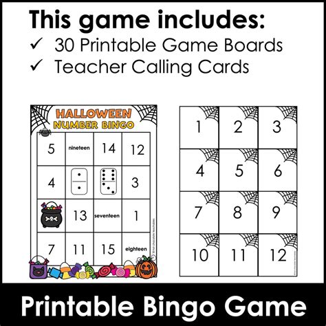 Halloween Bingo Game Numbers 1 To 20 Games And Activities For