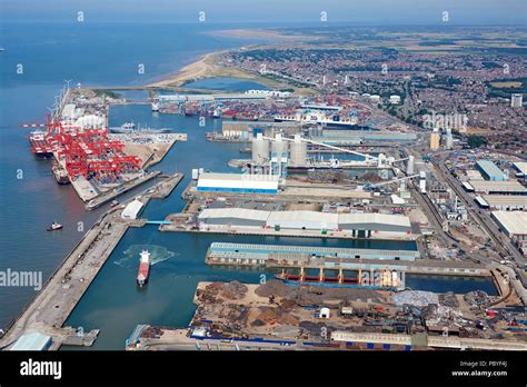 An Aerial View Of Peel Port Seaforth Docks Liverpool Merseyside