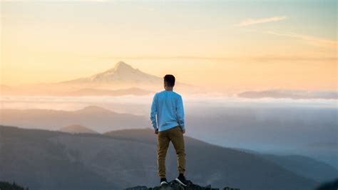 Man Is Standing On Top Of Mountain Hd Alone Wallpapers Hd Wallpapers