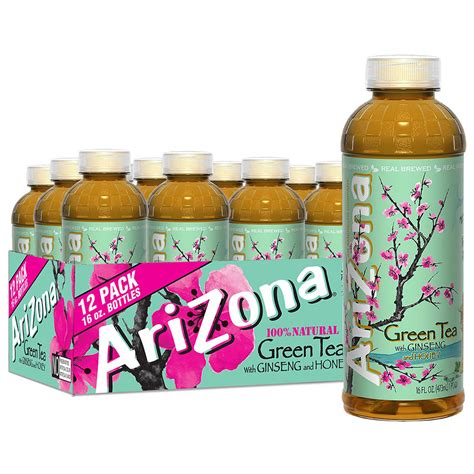 Arizona Green Tea With Ginseng And Honey 16 Fl Oz Pack Of 12 Healthystic