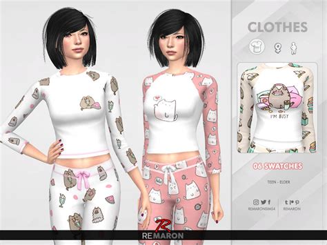 The Sims Resource Cats Pj Sweater For Women 01