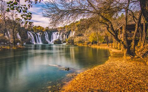 Kravice Waterfall In Bosnia Herzegovina Autumn Landscape