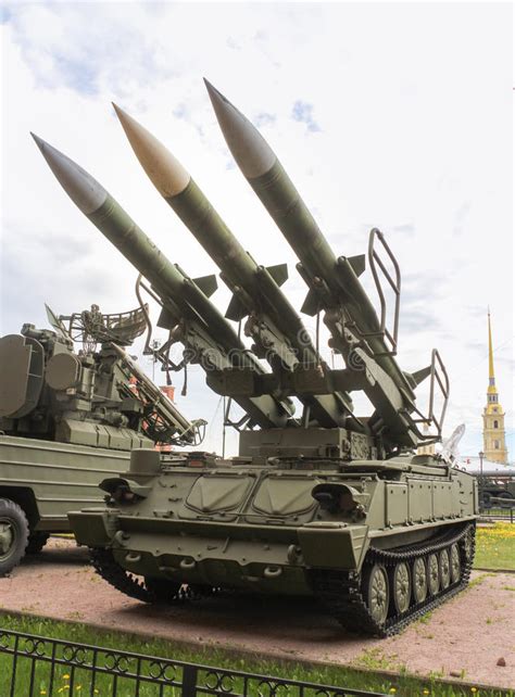 Launcher Of Anti Aircraft Missile System With Three Missiles Editorial
