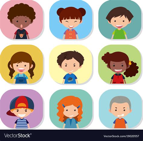 Children With Different Emotions On Their Faces Vector Image