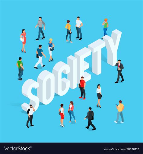 Society Isometric Social Concept Royalty Free Vector Image