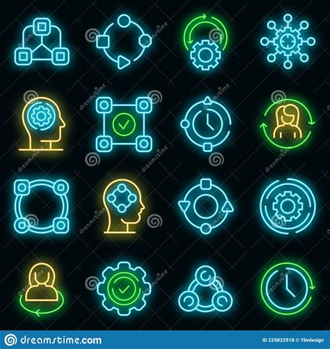Adapt To Changes Icons Set Vector Neon Stock Vector Illustration Of