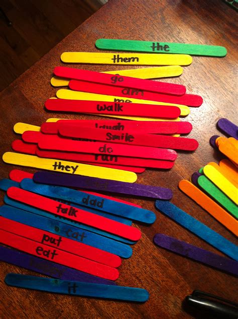 Sight Word Popsicle Sticks For Hands On Sentence Building Nouns Are