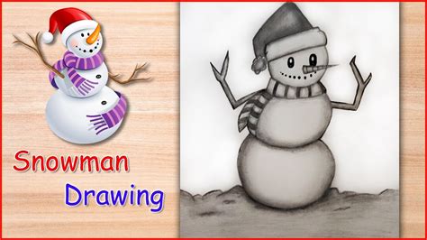 Snowman Pencil Drawing Drawings For Christmas Merry Christmas