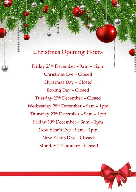 Christmas Opening Hours Anker And Partners Estate