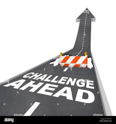 Challenge Ahead Hole In Road Construction Danger Warning Stock Photo
