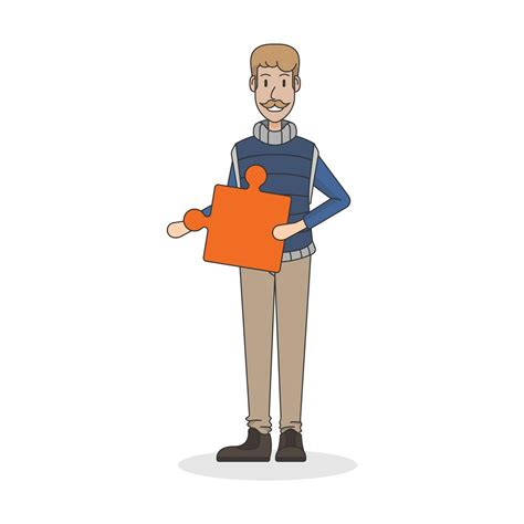 Illustration Of A Man Holding A Puzzle Piece Download Free Vectors