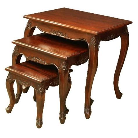 Cabriole Leg Nest Of Tables Mahogany Akd Furniture Solid Wood Side Table Table Artisan