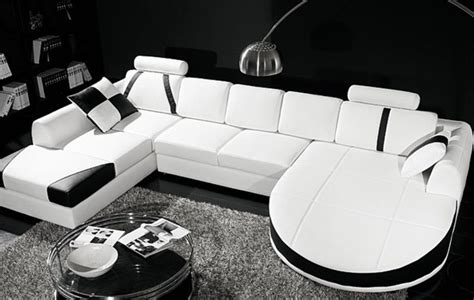 Ultra Contemporary Leather Sectional Sofa With Curved Chaise White