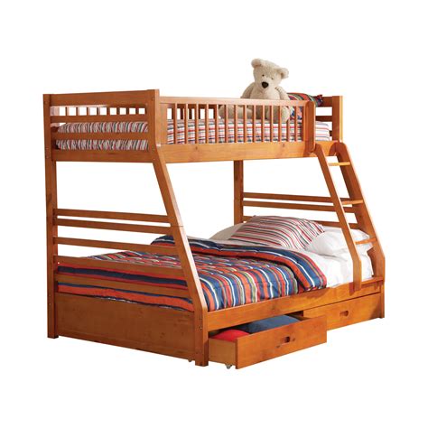 Ashton Twin Over Full 2 Drawer Bunk Bed Honey Coaster Fine