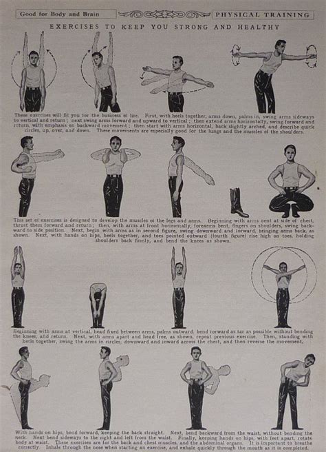 1930s Vintage Print Of Exercise Techniques Health