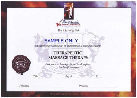 Sample Massage Certificate Vitality Living
