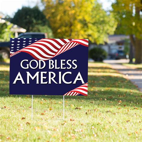 God Bless America 23in X 17in Yard Sign With Stakes