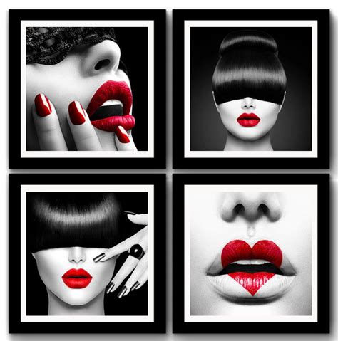 kit 4 quadros fashion make up preto branco moldura e vidro no elo7 red rose shop 5cc45c