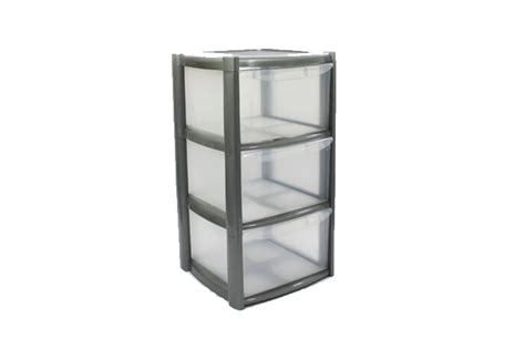 Buy 3 Drawer Plastic Storage Tower Unit Silver Plastic Storage Boxes