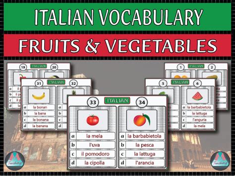 Italian Task Cards Fruits And Vegetables Teaching Resources
