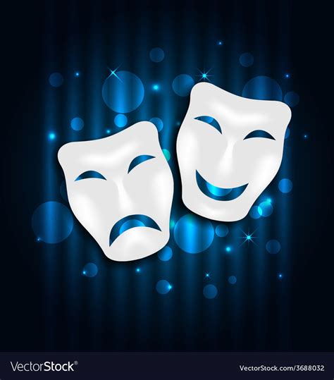 Comedy And Tragedy Theatre Masks On Blue Vector Image