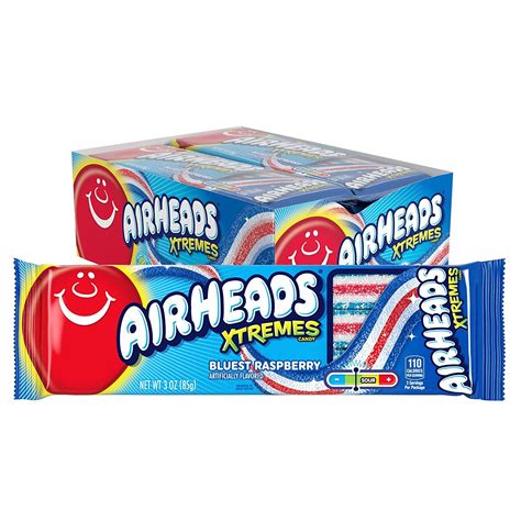 Airheads Candy Xtremes Belts Bluest Raspberry Flavor 3 Oz Pack Of 12