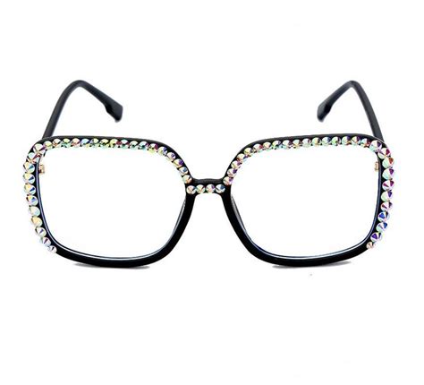 sen maries women s luxury oversized square diamond eyeglasses crystal clear gv2085 square