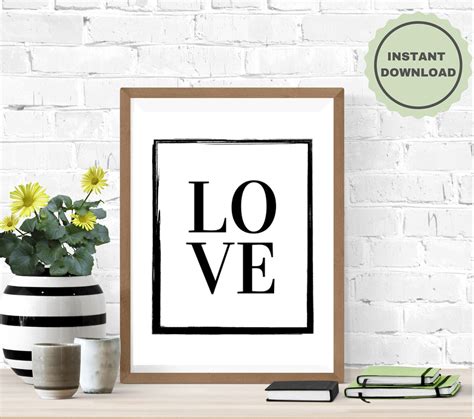Printable Love Sign Printable Wall Art Black And White Home Etsy