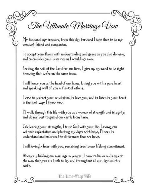 free printable the ultimate marriage vow time warp wife marriage vows vows wedding vows