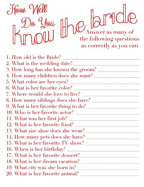 How Well You Know The Bride Bridal Shower Games Fall Bridal Shower