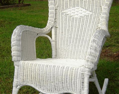 Vintage White Wicker Rocking Chair Etsy