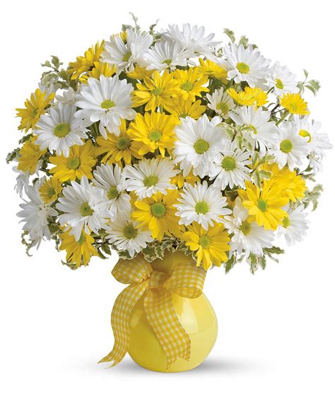 What Could Be Sweeter Than A Cheerful Yellow Vase Filled With White And
