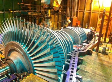Mitsubishi Steam Turbine Rotor In Lower Casing Looking Upstream From