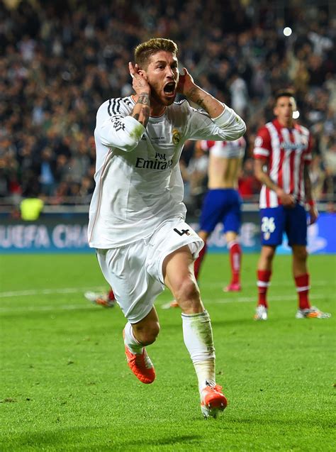 Sergio Ramos Celebrating His 9248 Goal For Real Madrid In Ucl Final