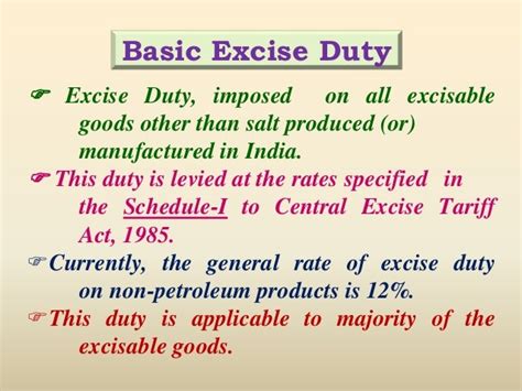 Types Of Excise Duties