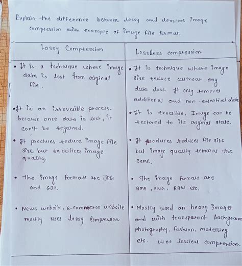 Solved Explain The Difference Between Lossy And Lossless Image