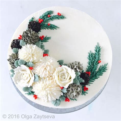 Maybe you would like to learn more about one of these? Buttercream Pinecone Christmas Wreath cake by Olga ...