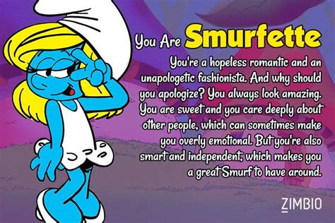 Enjoy reading and share 3 famous quotes about smurfette with everyone. Which Smurf Are You? | Smurfette, Zimbio quiz, Quiz
