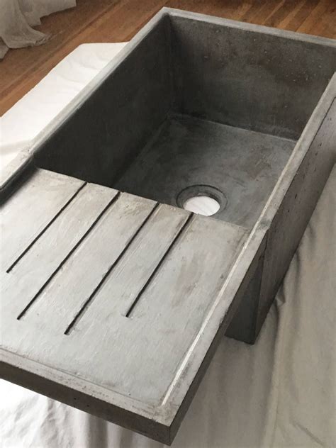 Concrete Farmhouse Sink With Attached Drainboard Etsy In 2021