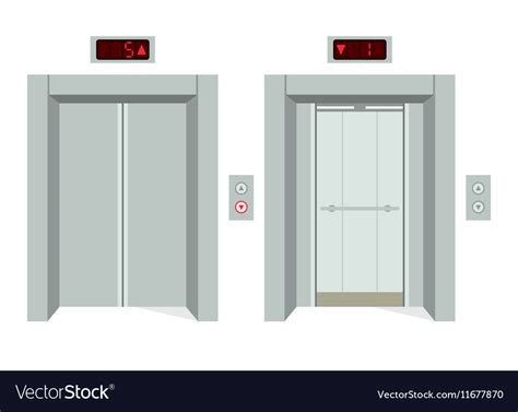 Elevator Open And Closed Doors Royalty Free Vector Image